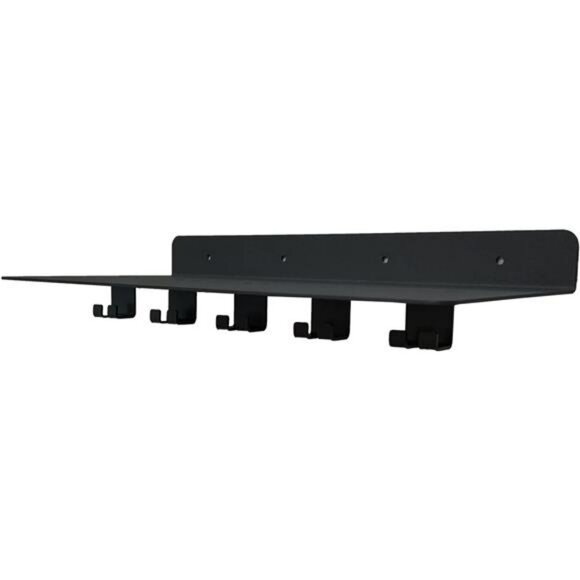 Wall Mounted Gym Shelf with Hooks Black Floating Storage Rack for Workout Gear - Picture 5 of 8